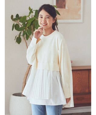 earth music&ecology プリーツヘムドッキングチュニック Ivory