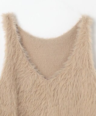 ANY ロングシャギーニットベスト ベージュ