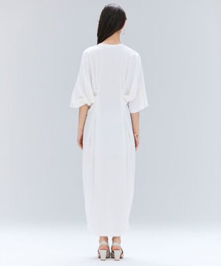 BEIGE， 【洗える】S.BABILA / スリットネックウエストタックワンピース Ecru