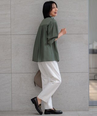 23区 L 【洗える】ドライ2WAYストレッチ テーパードパンツ ホワイト系