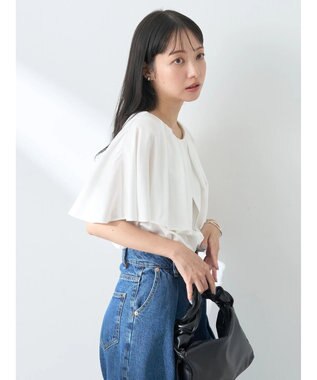 earth music&ecology ケープカラーブラウス Off White