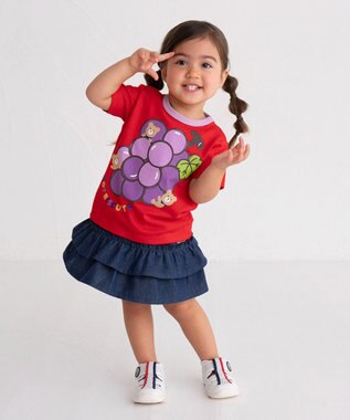 MIKI HOUSE HOT BISCUITS 【80-120cm】 フルーツモチーフ 半袖Tシャツ 赤