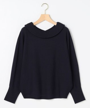 組曲 S 【加藤ローサさん着用 / 前後着用可】スムースストレッチロールネック ニット ネイビー系