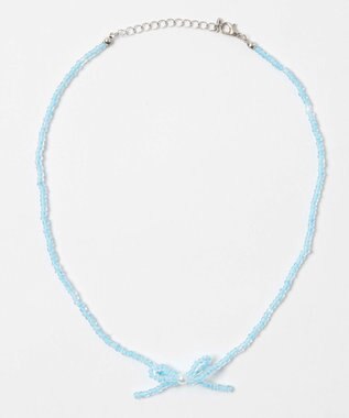 WEGO Lカラービーズリボンネックレス サックス