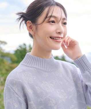 Tiaclasse L 【洗える】フラワージャガードニットトップス サックス