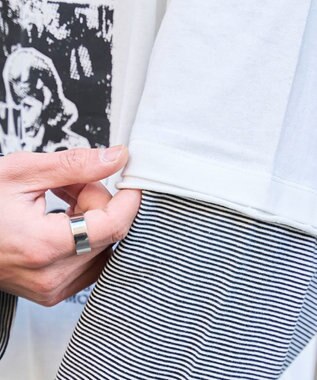 WEGO フェイクレイヤードグラフィックT（LS） ホワイトボーダー