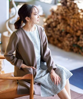 Tiaclasse 【洗える】大人華やかなツイードワンピース オフホワイト