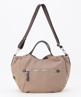 LA BAGAGERIE 【MONICA】サイドギャザー2WAYトートバッグ Mサイズ ベージュ