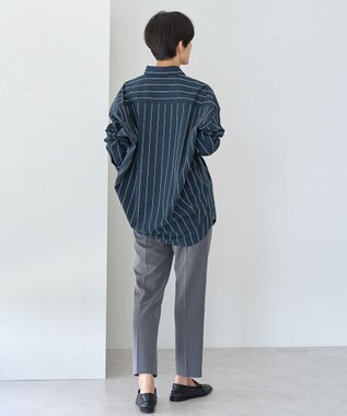 AMERICAN HOLIC ドビーストライプロングシャツ Navy