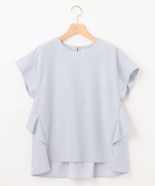 組曲 S 【接触冷感・UVケア】ライトアムンゼンジャージー フリルブラウス ブルーグレー系