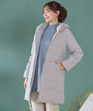Tiaclasse フード裏エコファーダウンコート グレー
