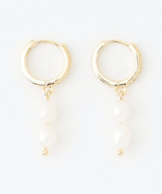 ANY 【WEB限定】ストーンリングパールピアス(両耳用) ライトゴールド