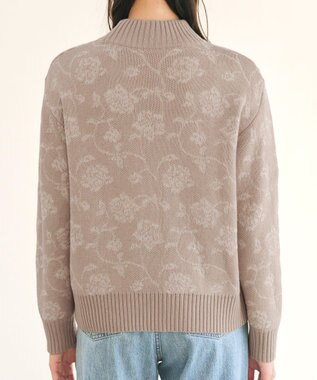 Tiaclasse L 【洗える】フラワージャガードニットトップス ベージュ