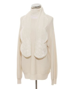 MOONBAT ルナルーチェ ロカ CHANDNI シルクコットン 花刺繍ストール オフホワイト