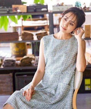 Tiaclasse 【洗える】大人華やかなツイードワンピース オフホワイト