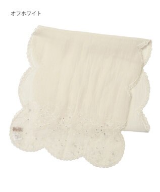 MOONBAT ルナルーチェ ロカ CHANDNI シルクコットン 花刺繍ストール オフホワイト