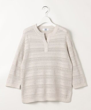 J.PRESS LADIES S CROCHET LIKE PATTERN スッキパー ニット ベージュ系
