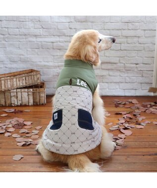 PET PARADISE LEE 綿入ベスト モノグラム 《カーキー》 中型犬 大型犬 カーキ