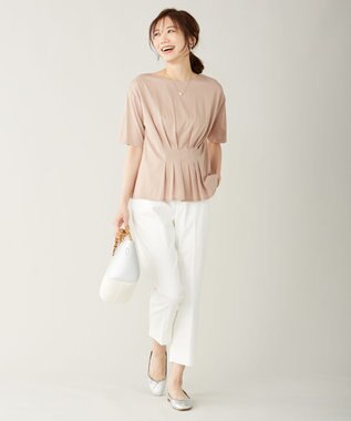 J.PRESS LADIES 【洗える】サテンストレッチ パンツ ホワイト系