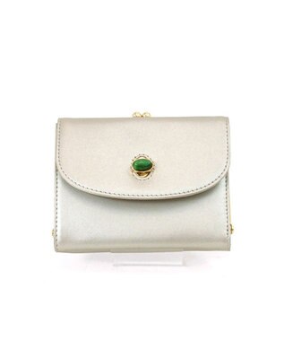 UNBILLION ペルケ perche ジェムストーンヒネリかぶせ二つ折り財布 シルバー