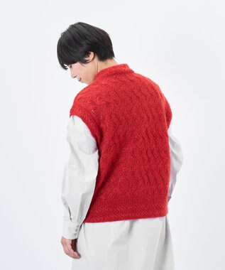 muuc 〈高品質シルク＆アンゴラモヘア〉模様編み ボトルネックベスト レッド