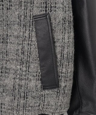 JOSEPH HOMME レザーブロックブークレ　ブルゾン ライトグレー系