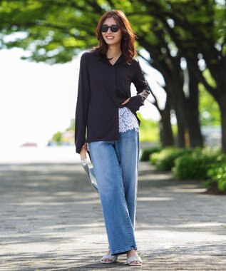 UNFILO 【UNFILO DENIM/新色追加】撥水ストレッチ ルーズワイドデニム
