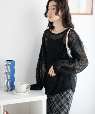 WEGO モヘアライクニットプルオーバー ブラック