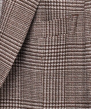 GOTAIRIKU 新柄【吸水速乾/ウォッシャブル】ノルマンディーリネン カーディガンジャケット＿グレンチェック柄 ブラウン系4