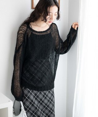 WEGO モヘアライクニットプルオーバー ブラック