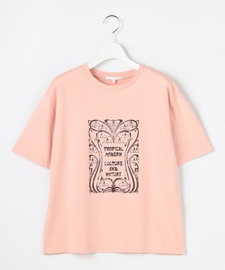 自由区 L アートグラフィック Tシャツ サーモンピンク