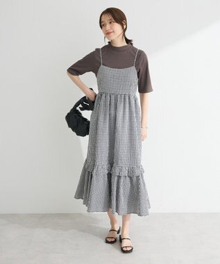 Green Parks ・Ｐｅｔｉｔ　Ｆｌｅｕｒ　５分袖メロウリブＴＥＥ Charcoal Gray