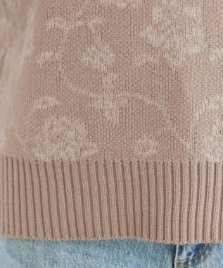 Tiaclasse L 【洗える】フラワージャガードニットトップス ベージュ