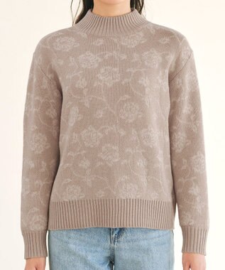 Tiaclasse L 【洗える】フラワージャガードニットトップス ベージュ