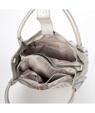 UNBILLION ピークスピーク PEAKS PEAK / ソフトレザーマルチストライプラウンド2wayバッグ シルバー