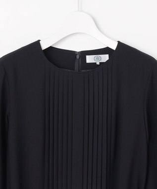 J.PRESS LADIES ノルディス2wayジョーゼット フロントプリーツ ワンピース ネイビー系