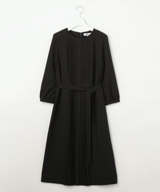 J.PRESS LADIES ノルディス2wayジョーゼット フロントプリーツ ワンピース ブラック系
