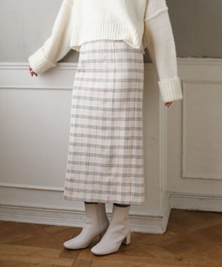 Green Parks ・ＥＬＥＮＣＡＲＥ　ＤＵＥ　チェックナロースカート Ivory