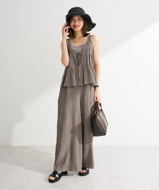 Green Parks ジャガードフリルサロペット Gray