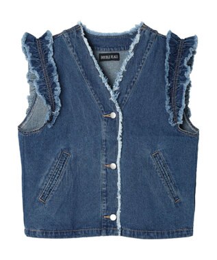 Green Parks ・Ｄｏｕｂｌｅ　Ｆｌａｇｓショルダーフリルデニムベスト Indigo