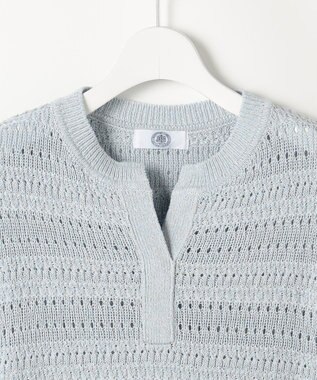 J.PRESS LADIES S CROCHET LIKE PATTERN スッキパー ニット ブルー系