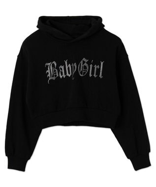 WEGO ラインストーンショートプルパーカー ブラック