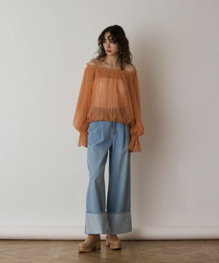 GRACE CONTINENTAL チュールプリーツトップ オレンジ