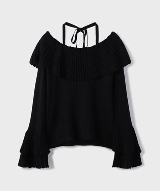 GRACE CONTINENTAL アイレットフレアニットトップ ブラック