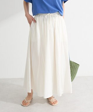 Green Parks Ｉ　シアーサッカーギャザースカート Ivory