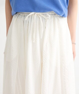 Green Parks Ｉ　シアーサッカーギャザースカート Ivory