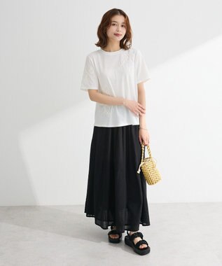 Green Parks Ｉ　シアーサッカーギャザースカート Ivory