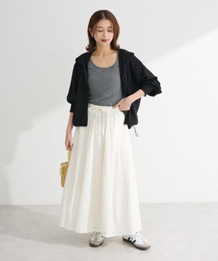 Green Parks Ｉ　シアーサッカーギャザースカート Ivory