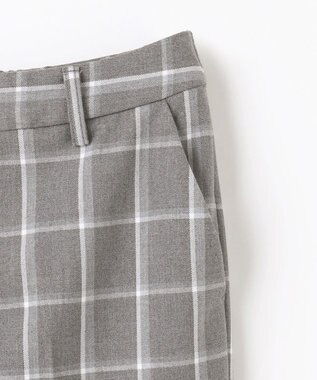 ANY 【洗濯機可/ストレッチ/ウエストゴム/裏起毛】マルチファンクションストレッチチェックテーパードパンツ グレーチェック