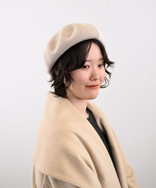 ATRENA 【日本製】カシミヤ混ケーブル掛け合わせベレー ベージュ